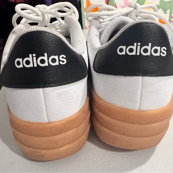 Adidas White and Black Sneakers with Tan Sole - Picture 3 of 5